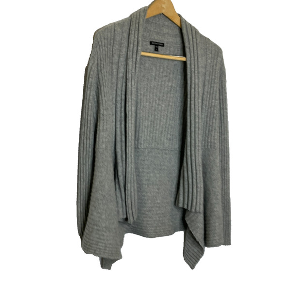 Women's Small Eileen Fisher 100% Cashmere Gray Ribbed Open Knit Cardigan - Picture 2 of 10